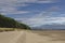 Looking down the wide gently shelving beach of the Tay Estuary at Tentsmuir Forest.