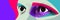 Looking eyes 8 bit dotted design style vector abstraction, human face stylized design element.