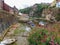 Looking at fishing boats and cottages in Staithes in North Yorkshire