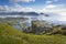 Looking from Nonstinden mountain down to Ballstad, VestvÃ¥gÃ¸ya island, Lofoten Islands, Norway