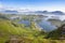 Looking from Nonstinden mountain down to Ballstad, VestvÃ¥gÃ¸ya island, Lofoten Islands, Norway