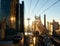 Looking out at the 59th Street bridge with the wires overhead