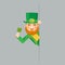 Looking out corner saint patrick leprechaun gnome with clover day celebration clover flat design vector illustration