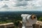 Looking out from a telescope view point at the top of Leith Hill Tower