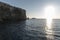 Looking out to sea from Crystal Lagoon Comino Malta at Sunset