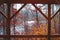 Looking out at the wetlands on an autumn day from a pavilion