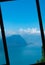 Looking out of the window of the cog railway to mount Rigi, Switzerland