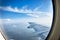 Looking over aircraft wing in flight