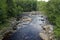 Looking over au sable river in wilmington new york wilderness