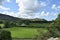 Looking over fields to Irton Fell, Lake District