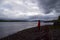 Looking over moody landscape in Portmagee, County Kerry, Ireland.