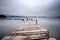 Looking over a pier and a boat