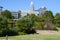 Looking through the park at the Charlotte Skyline