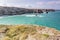 Looking from porthtowan towards portreath in cornwall England UK