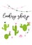 Looking sharp vector card. Cute hand drawn Prickly cactus print with inspirational quote cacti