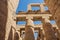 Looking up at the columns in the hypostyle hall