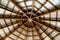 Looking up at eight sided exposed beam roof