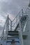 Looking up the external stairway to the Bridge from the Forward Deck of a Vessel