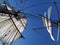 Looking up at the full sails of a tallship at sea