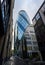 Looking up at the Gherkin building in the City of London, UK