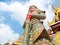 Looking up at giant statue at Grand palace, Temple of the Emeral