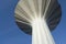 Looking up at modern mushroom shaped water tower Svampen