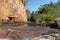 Looking Up At The Red Sandstone Gorge Walls