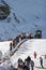 Looking up the ski slopes of the Sierra Nevada mountains in Spain