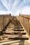 looking up the  stairs at the iconic boardwalk at southport port noarlunga south australia on 14th September 2021