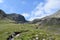 Looking up to the Mickledore ridge, Lake District