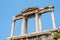 Looking up view of famous Zeus temple pillars in Greece