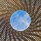 Looking up at wooden dome