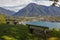 Lookout point with benches, view to rottach-egern, bavaria