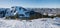 Lookout point with resting benches at wallberg mountain, view to Setzberg summit and bavarian alps, winter landscape