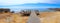 Lookout point with wooden boardwalk, costa vicentina, portugal