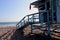 Lookout, rescue tower with security on the beach, on the ocean in Santa Monica