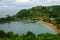 Lookout to Parlatuvier Bay on tropical Caribean island of Tobago