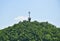 Lookout tower with antennas in the mountain bukk, Hungary