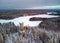 Lookout tower in winter landscape