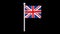 Loop animation of the flag of great britain waving on a pole