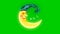 Loop animation moon cartoon sleeping ZZZ on green screen background.