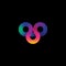 Loop logo. Colorful gradient emblem of 3 loops on a dark background.