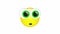 Loopable animation of a wondered, scared yellow emoji isolated on white background.