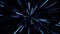 Loopable glowing light streak tunnel in blue color with small dots, stars. Abstract wormhole, hyperloop, firework background