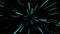 Loopable glowing light streak tunnel in cyan color. Abstract wormhole, hyperloop, firework background