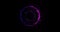 Looped distortion waves on abstract purple particle sphere, bright ball emits light. Particles of colorful shine