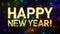 Looping HAPPY NEW YEAR! Marquee over Glitter Multicolored Star Background