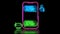 Looping neon glow effect Chat with AI, black background