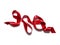 Looping red silk or satin ribbon on white