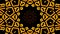 Looping symmetrical gold kaleidoscope abstract endless motion design on black background. 4K seamless loop mandala art animation.